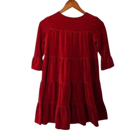 Hanna‎ Andersson Red Velour Twirl Dress Girls Sz 140 10 Years Tiered Skirt - Picture 9 of 9